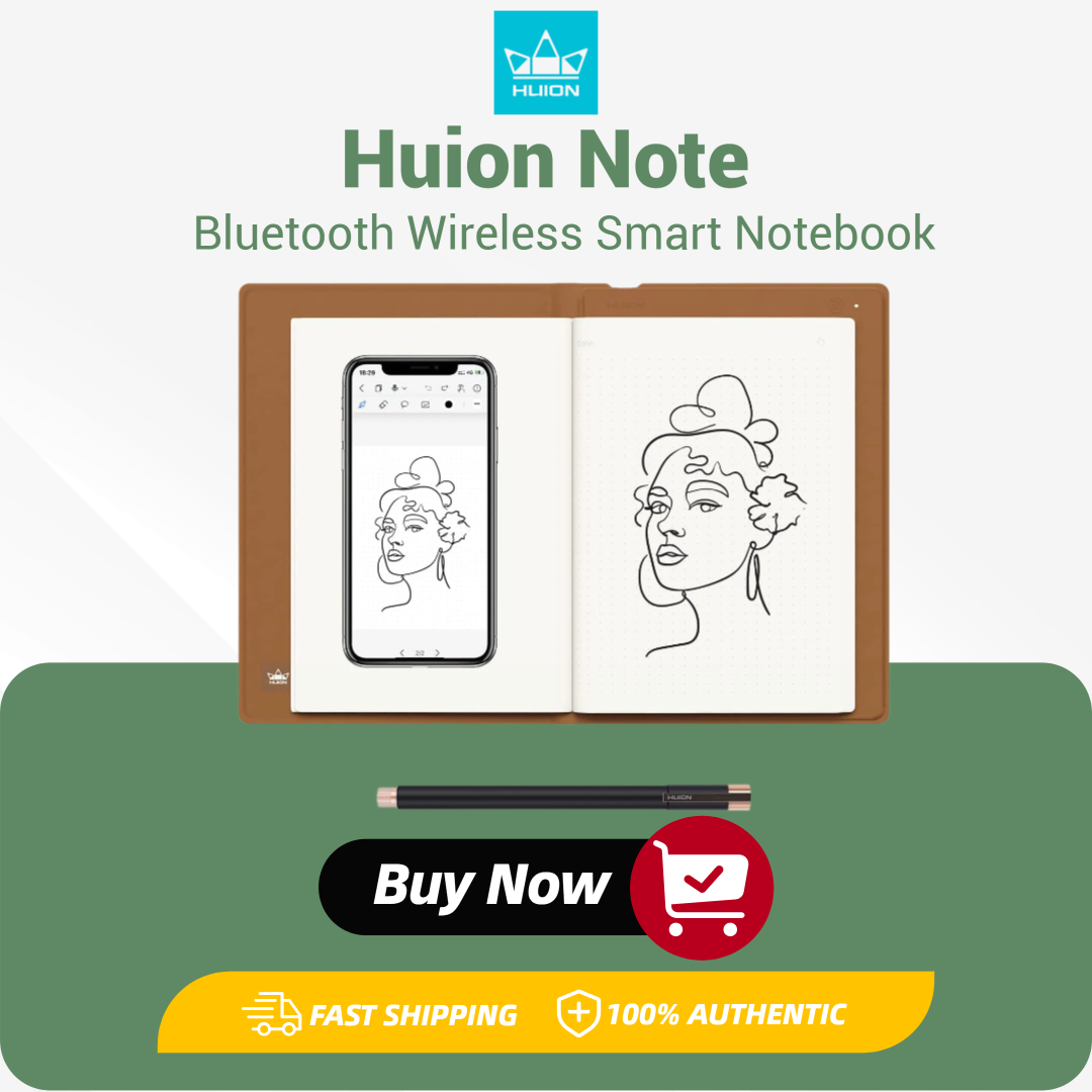 Huion Tablet Accessories - ฮูออน โน้ตสมาร์ทโน้ตบุ๊คแท็บเล็ตกราฟิกไร้สาย 50 หน้า A5 สมุดจดบันทึกอิเล็กทรอนิกส์