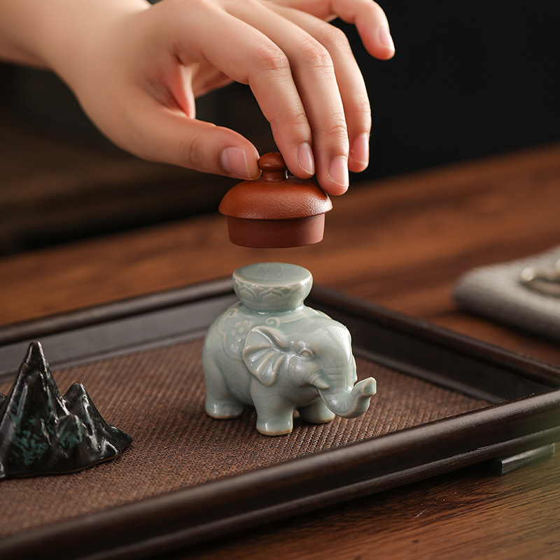 Unique Table Accessories - ที่วางฝาถ้วยชาเซรามิกรูปช้าง ของตกแต่งชุดน้ำชา ของตกแต่งโต๊ะน้ำชา ของตกแต่งบ้านและออฟฟิศสุดพิเศษ